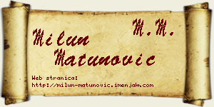 Milun Matunović vizit kartica